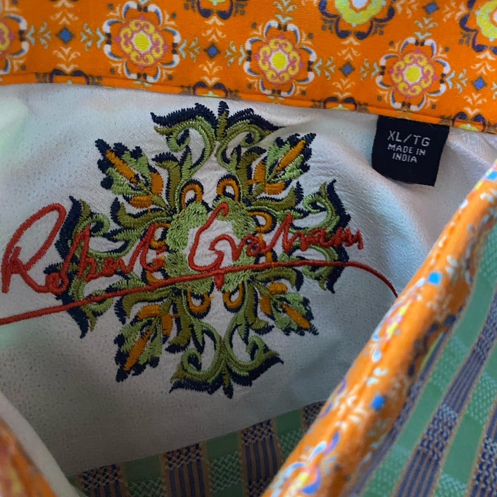 Robert Graham Vibrant Orange Patterned Shirt - image 1